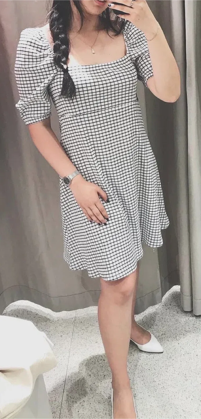 Gingham Puff Sleeve Mini Dress thumbnail