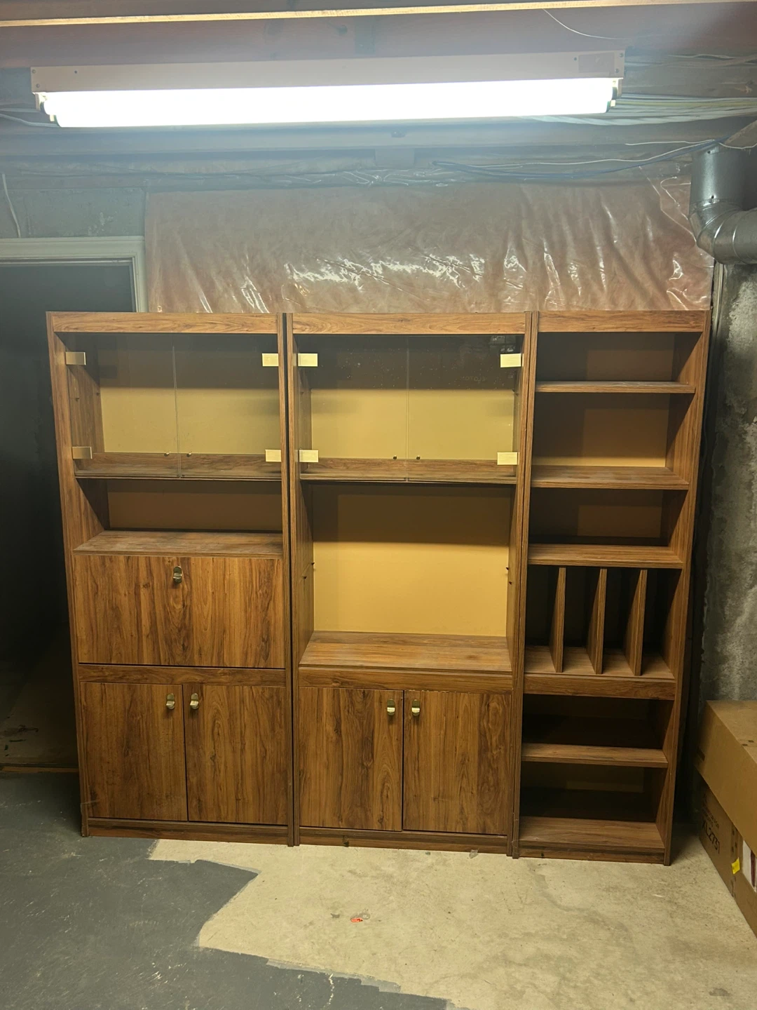 Vintage Wood Wall Unit/Bookcase