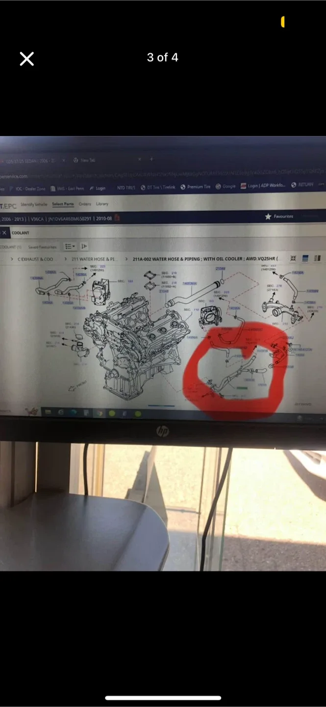 Infiniti Coolant Pipe image indicator(3)