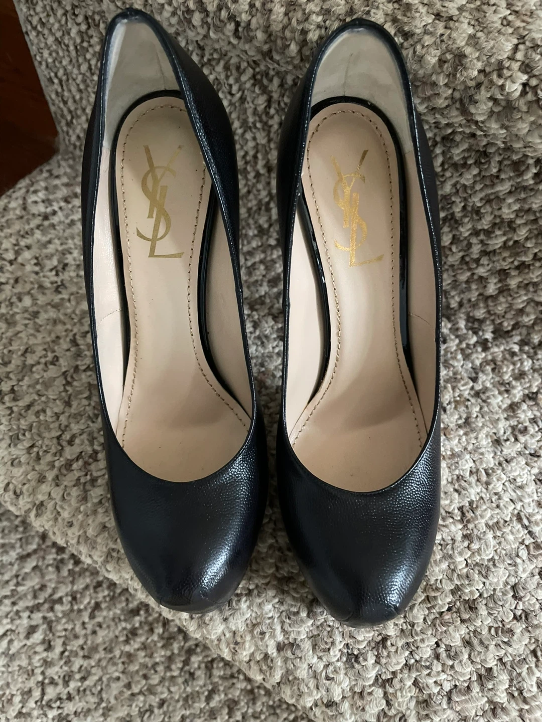 Saint Laurent Black Leather Platform Heels