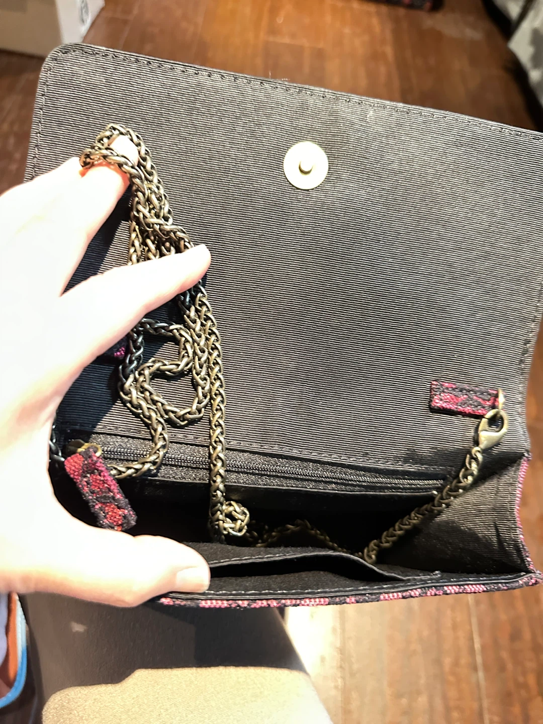 Floral Embroidered Clutch with Chain Strap - photo 2