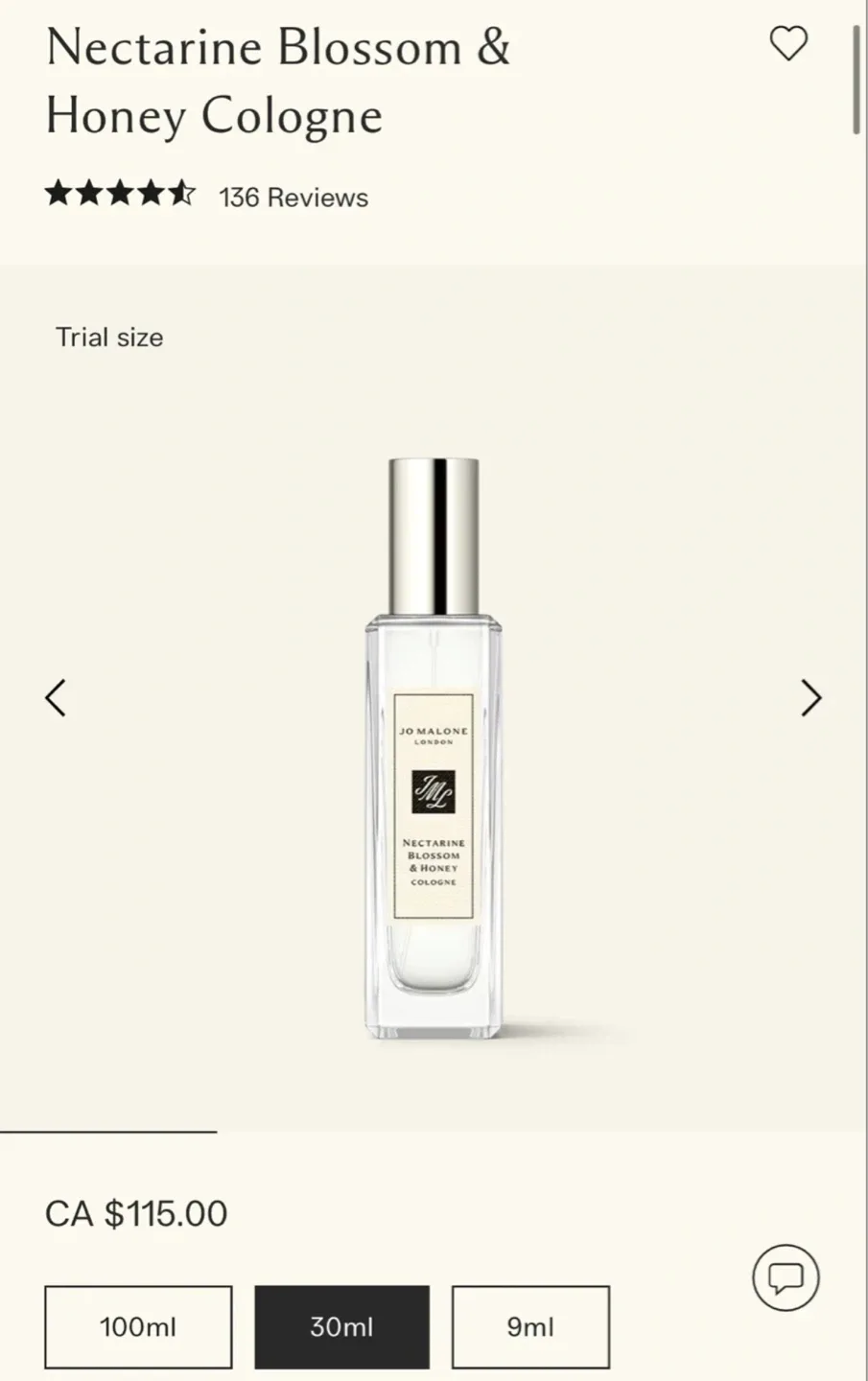 Jo Malone Nectarine Blossom & Honey Cologne 30ml image indicator(3)