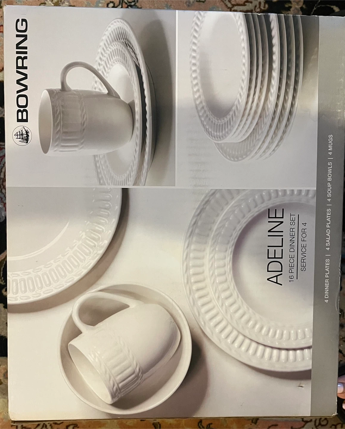 Bowring Adeline 16-Piece Dinner Set, Service for 4