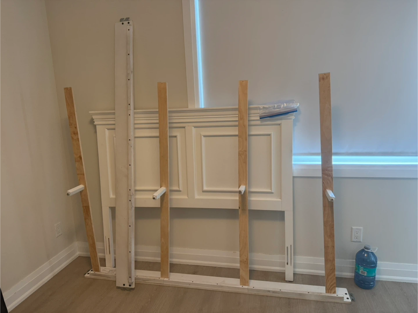 White Solid Wood Queen Bed frame and Boxspring - photo 4
