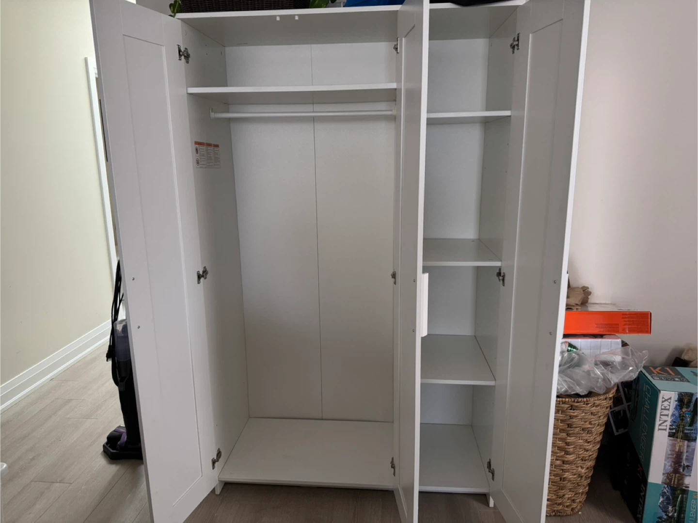 White Ikea Brimnes Wardrobe with Shelves and Rail - photo 2
