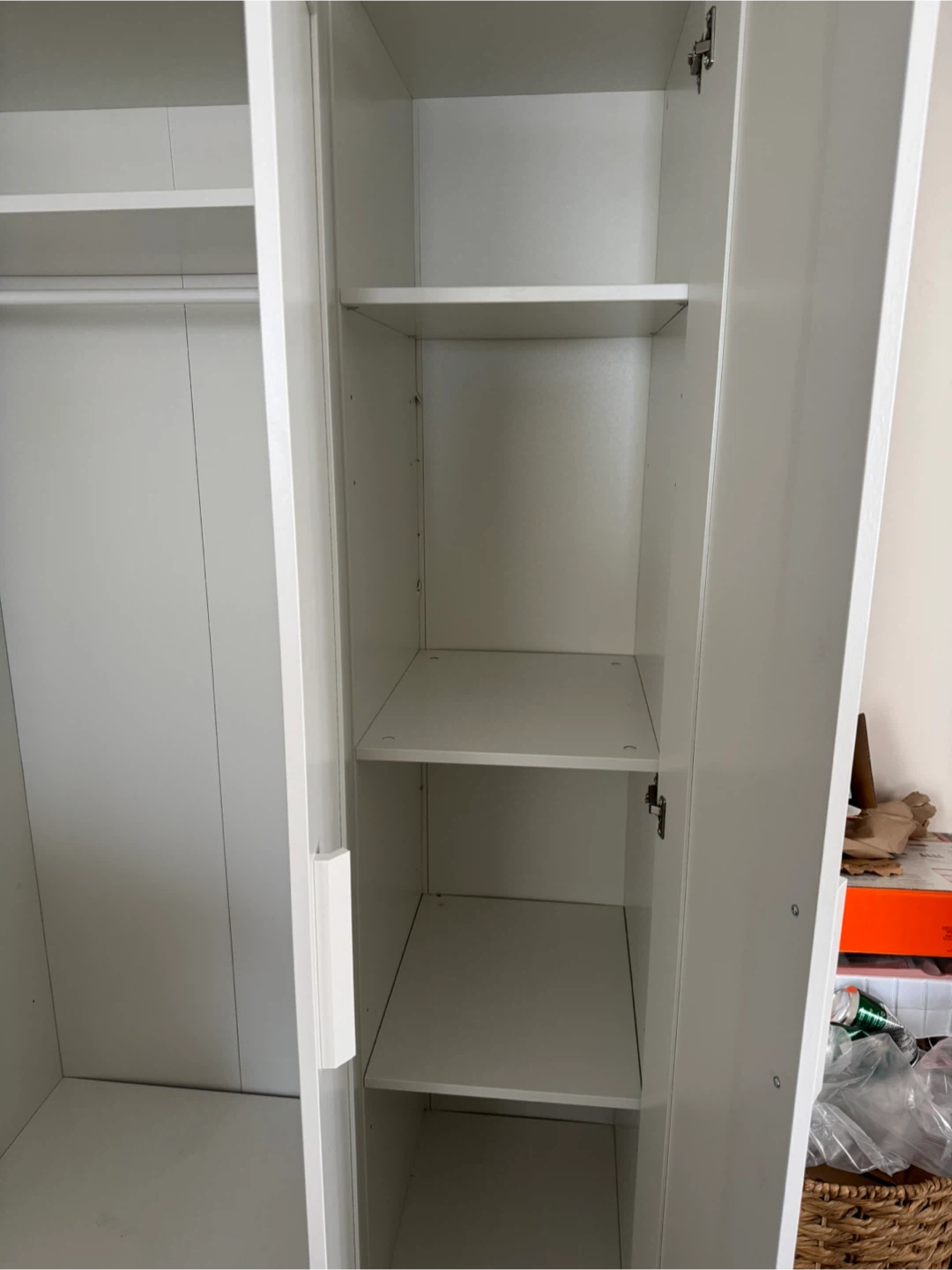 White Ikea Brimnes Wardrobe with Shelves and Rail - photo 3