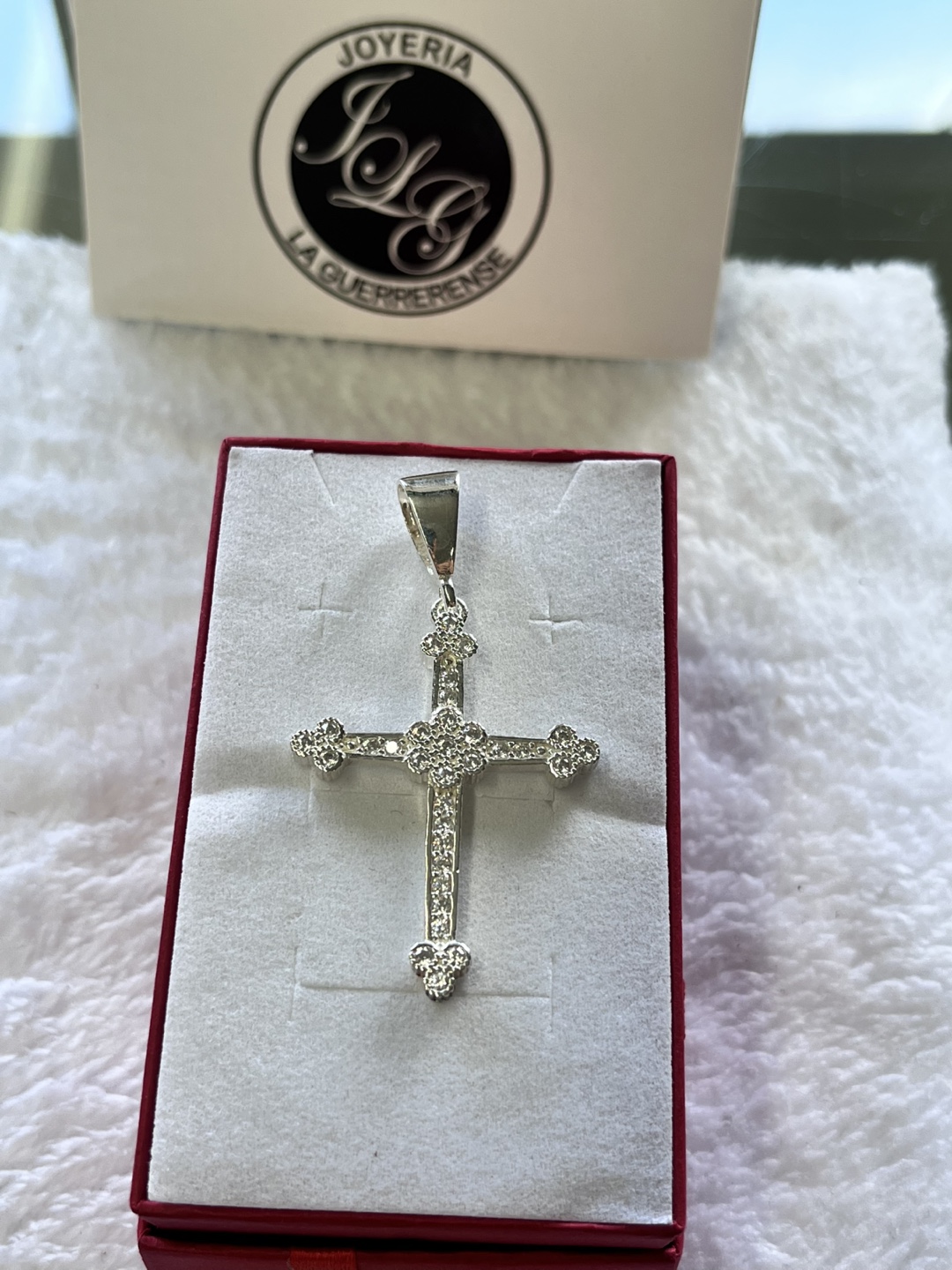 Silver Cross Pendant with Rhinestones - photo 3