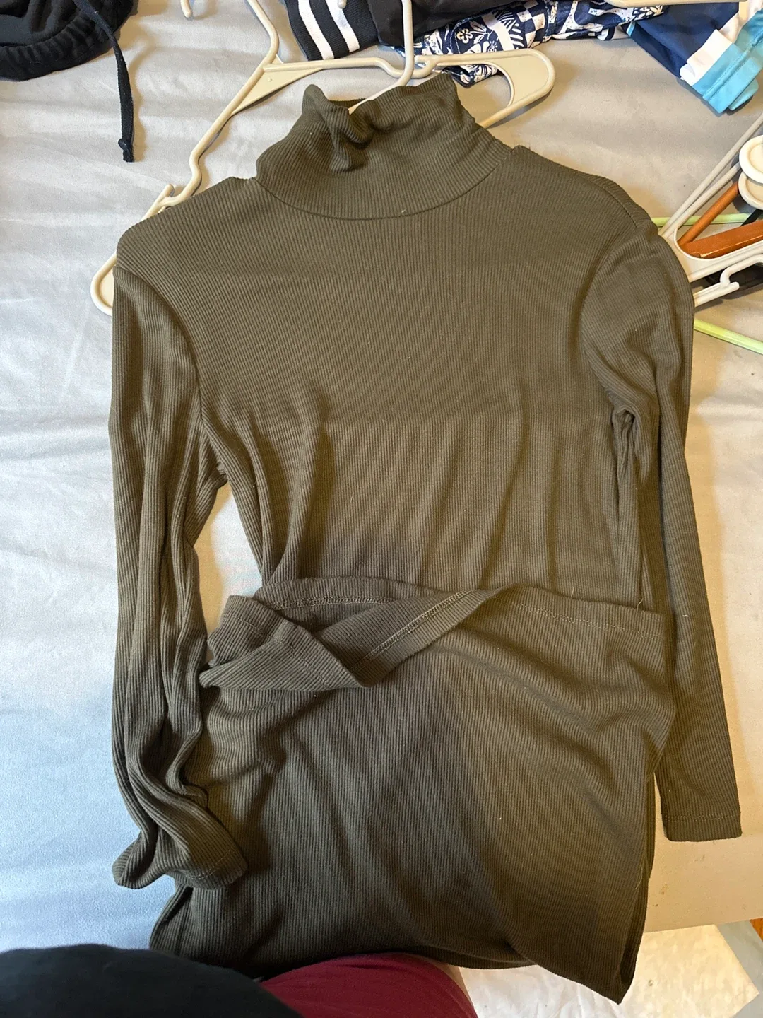 Olive Green Turtleneck Dress thumbnail