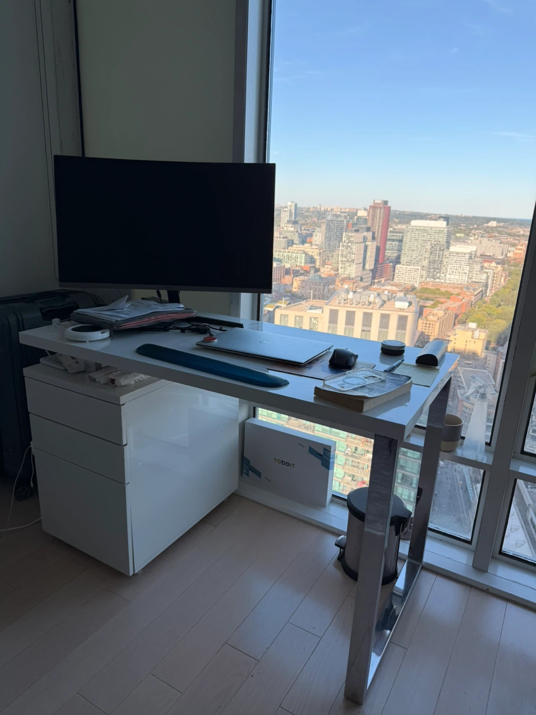 White office table