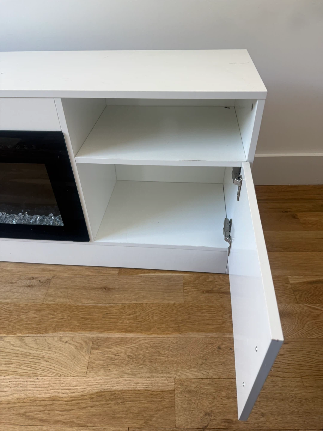 White TV stand with electric fireplace - photo 2