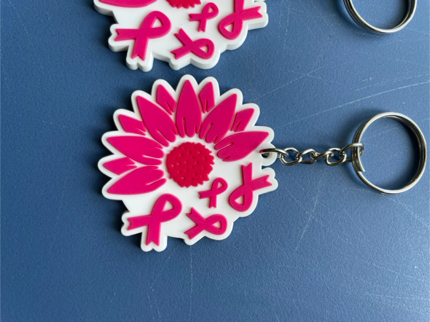 Pink Ribbon Flower Keychains - photo 2