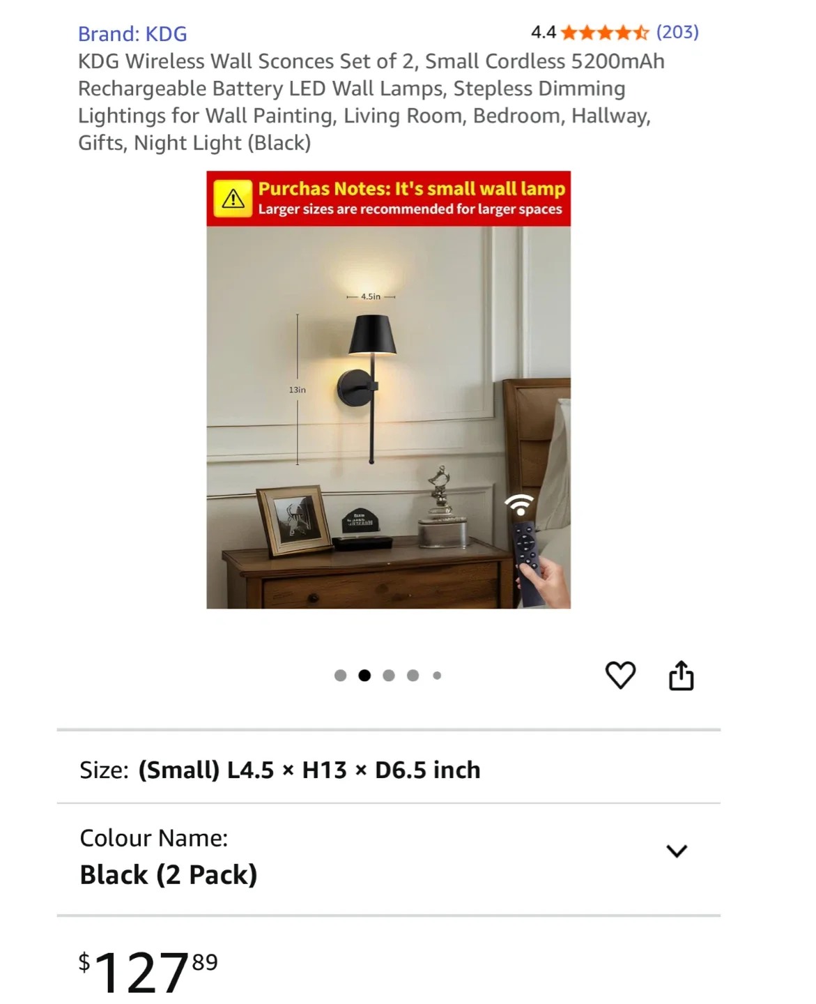 KDG set of 2 wall sconces. Rechargeable image indicator(8)
