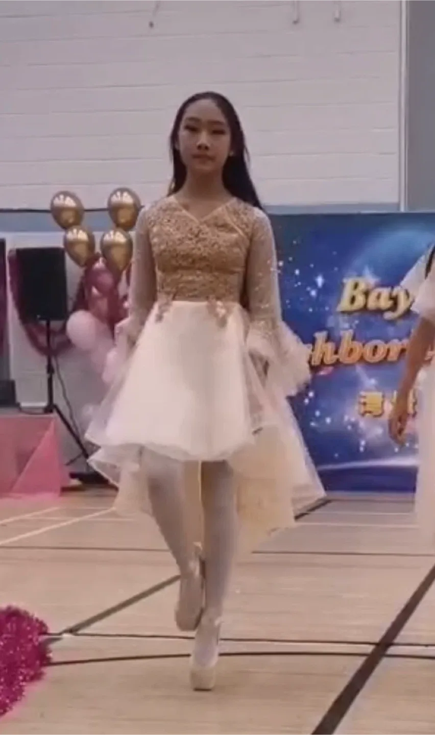 Girl's Dress - Cream & Gold thumbnail