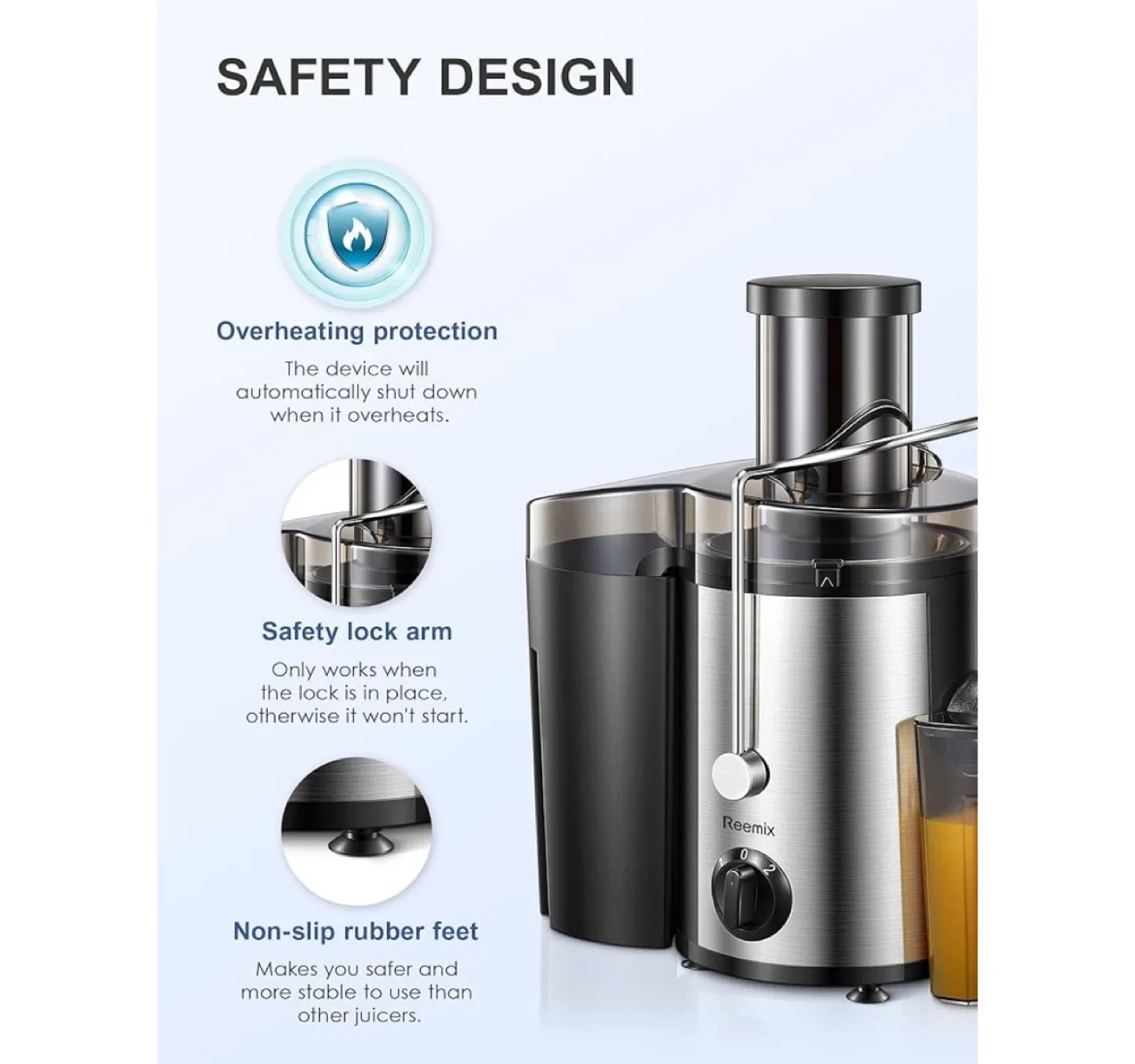 Reemix Juicer Machine - Big Mouth 3" Feed Chute image indicator(2)