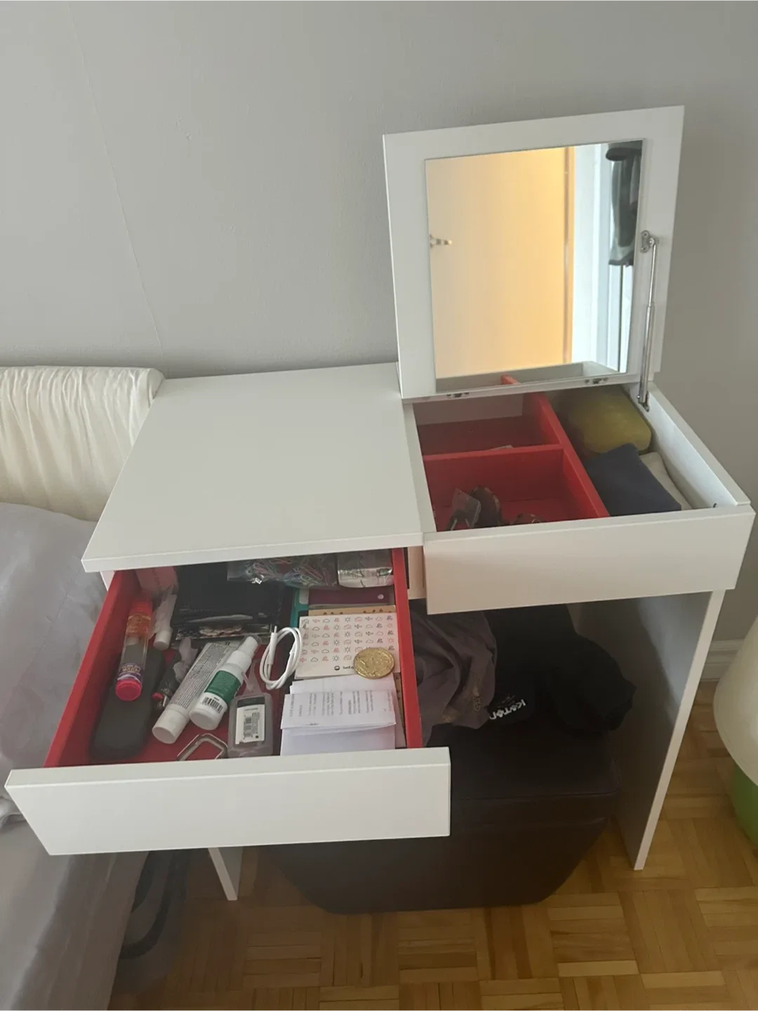 IKEA White Vanity Desk with Mirror - negotiable image indicator(2)