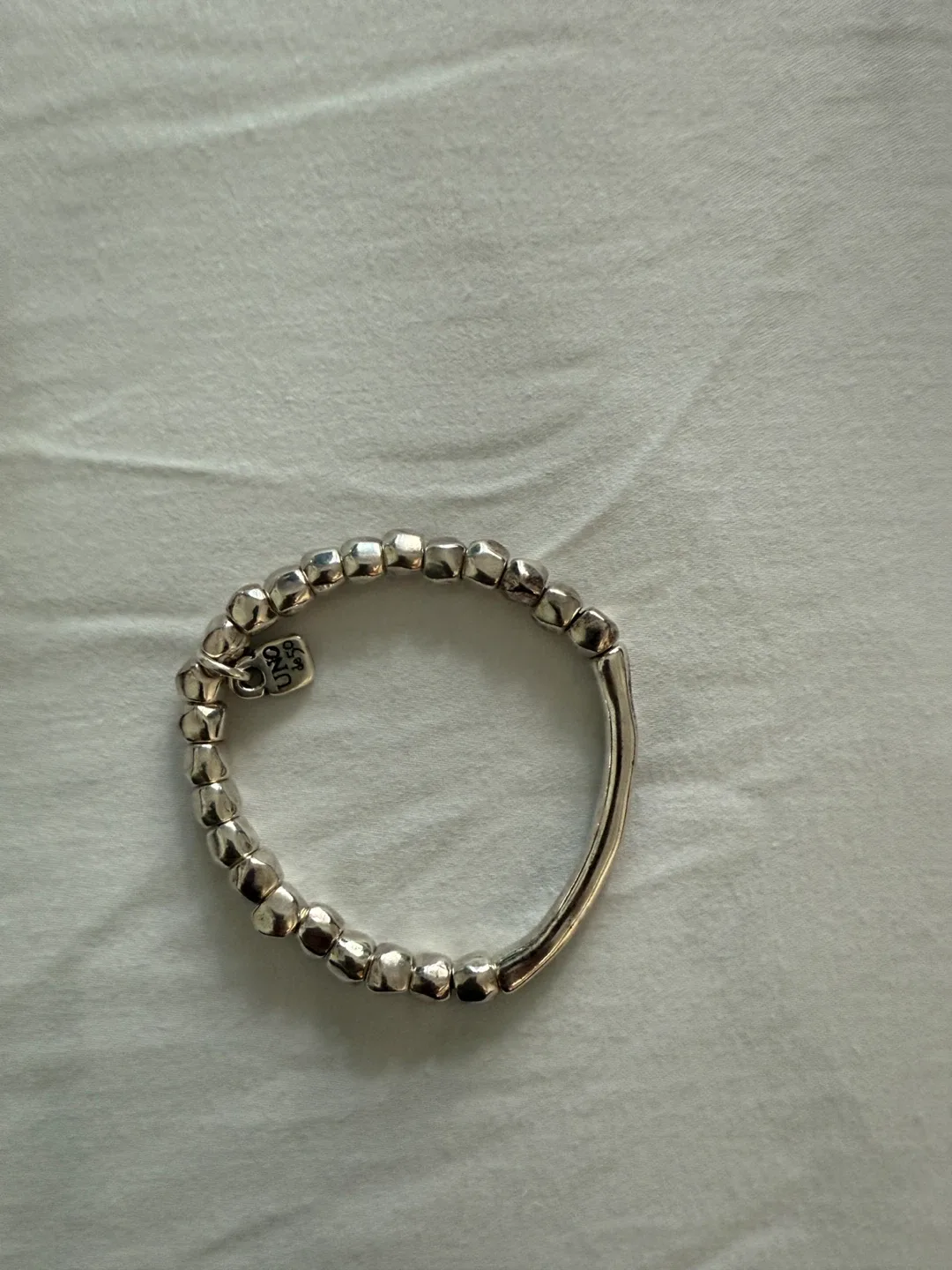 UNOde50 Silver Beaded Bangle Bracelet with Box image indicator(2)