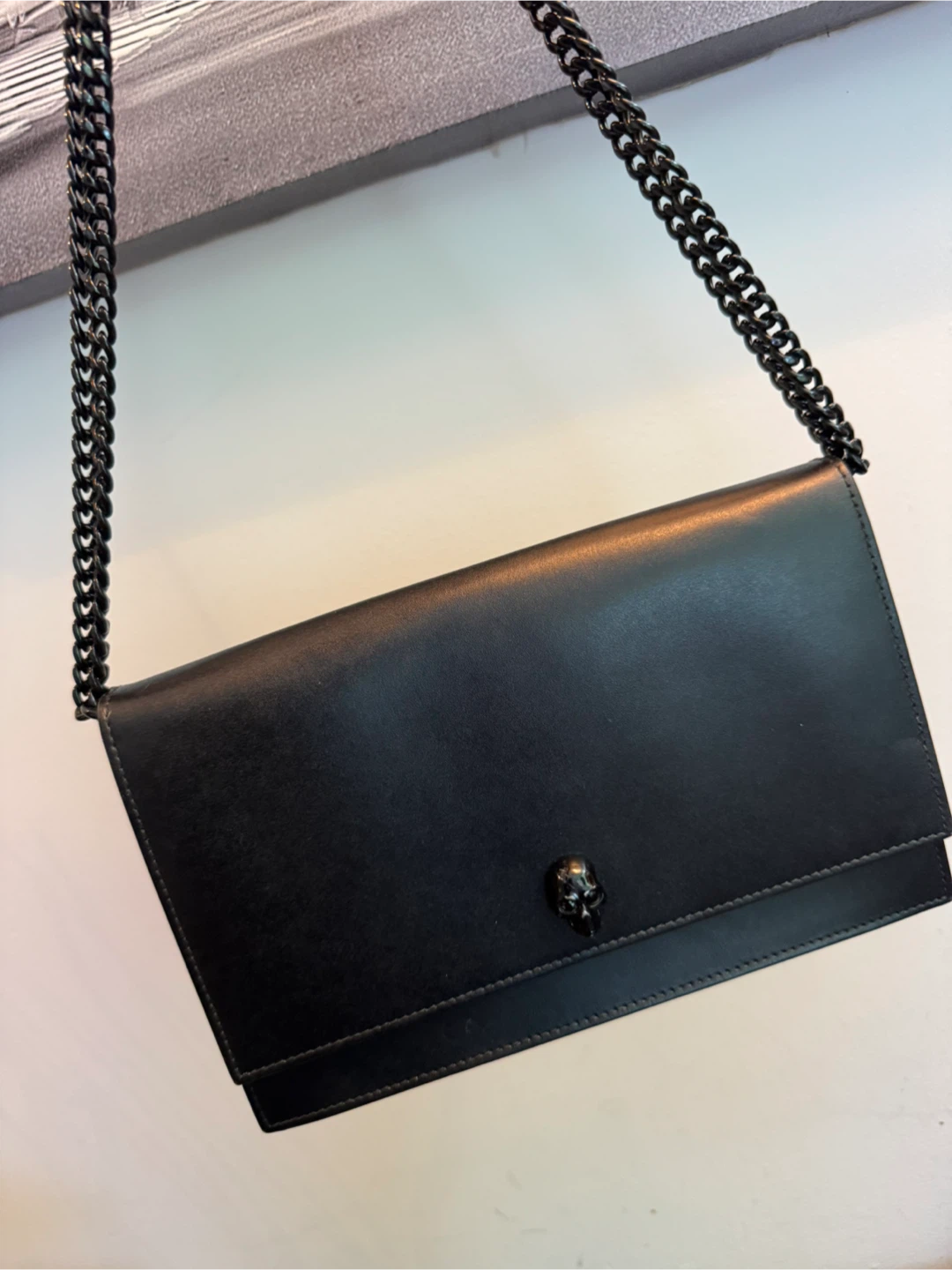 Alexander McQueen Black Leather Chain Bag