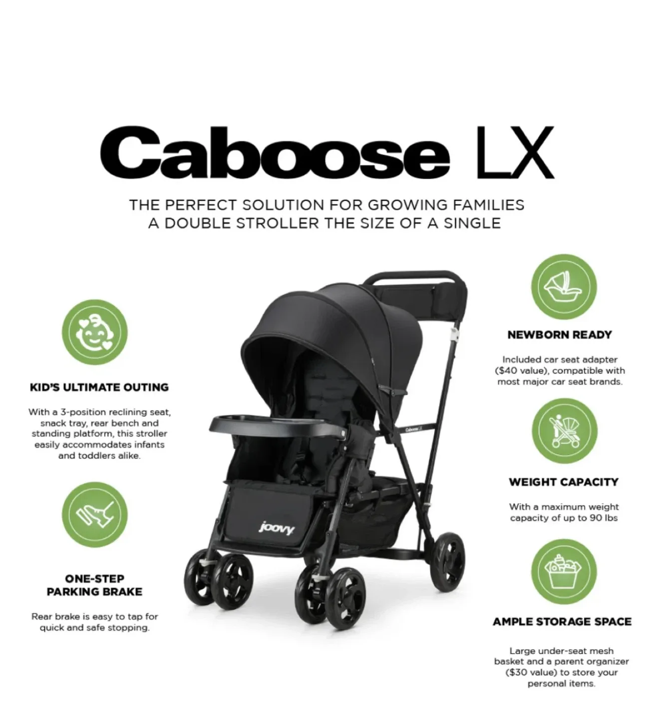 Black Joovy Caboose Stroller PreOwned image indicator(10)