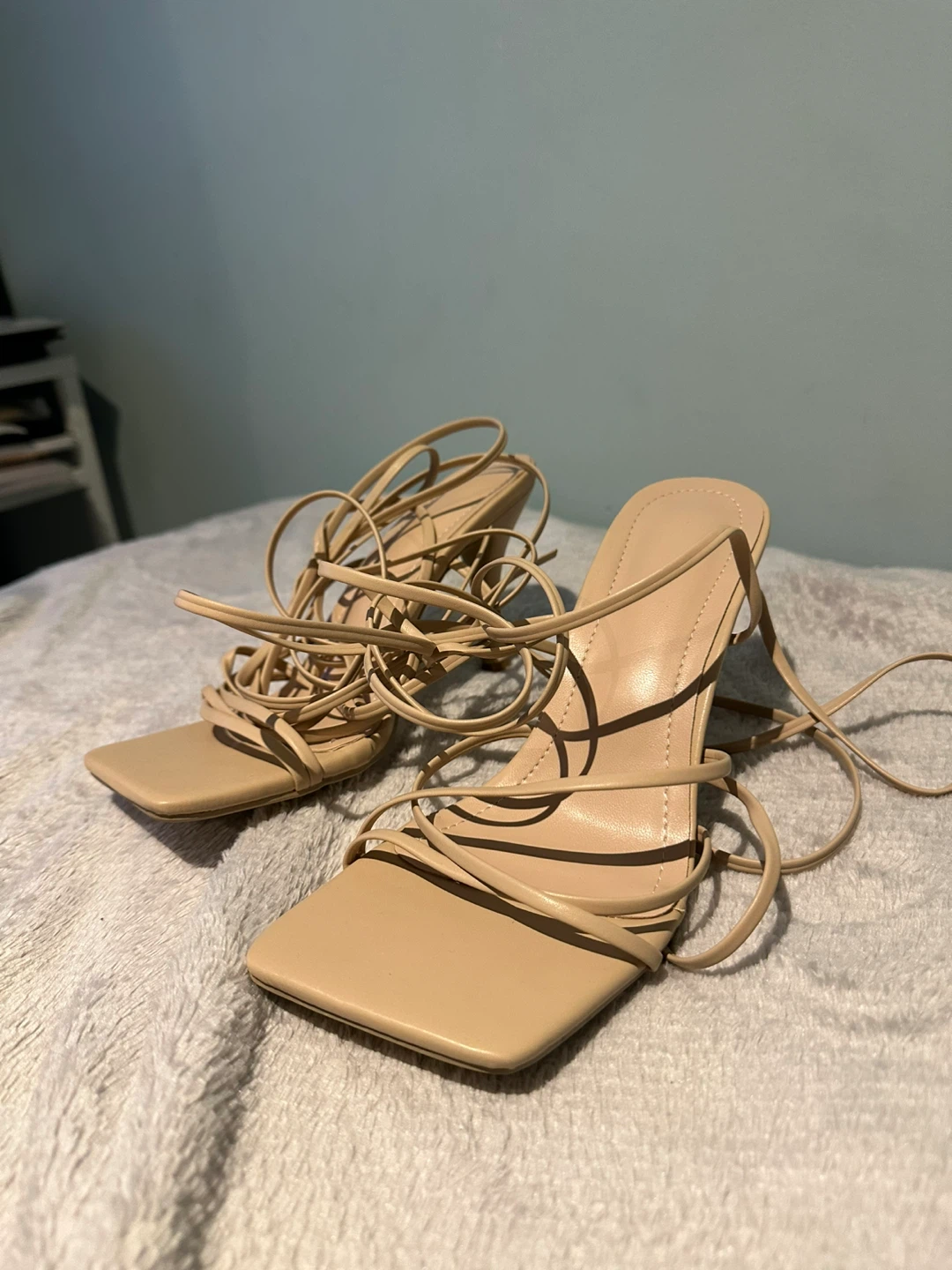 Beige Lace-Up Heels - photo 2