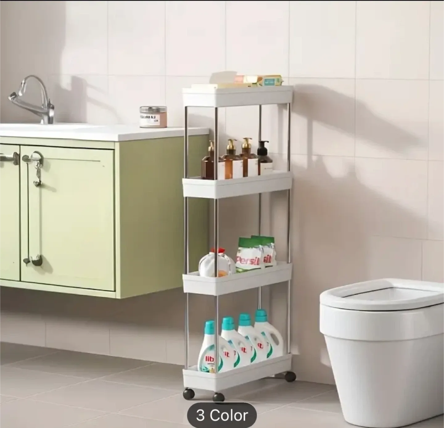 Slim Rolling Storage Cart - White