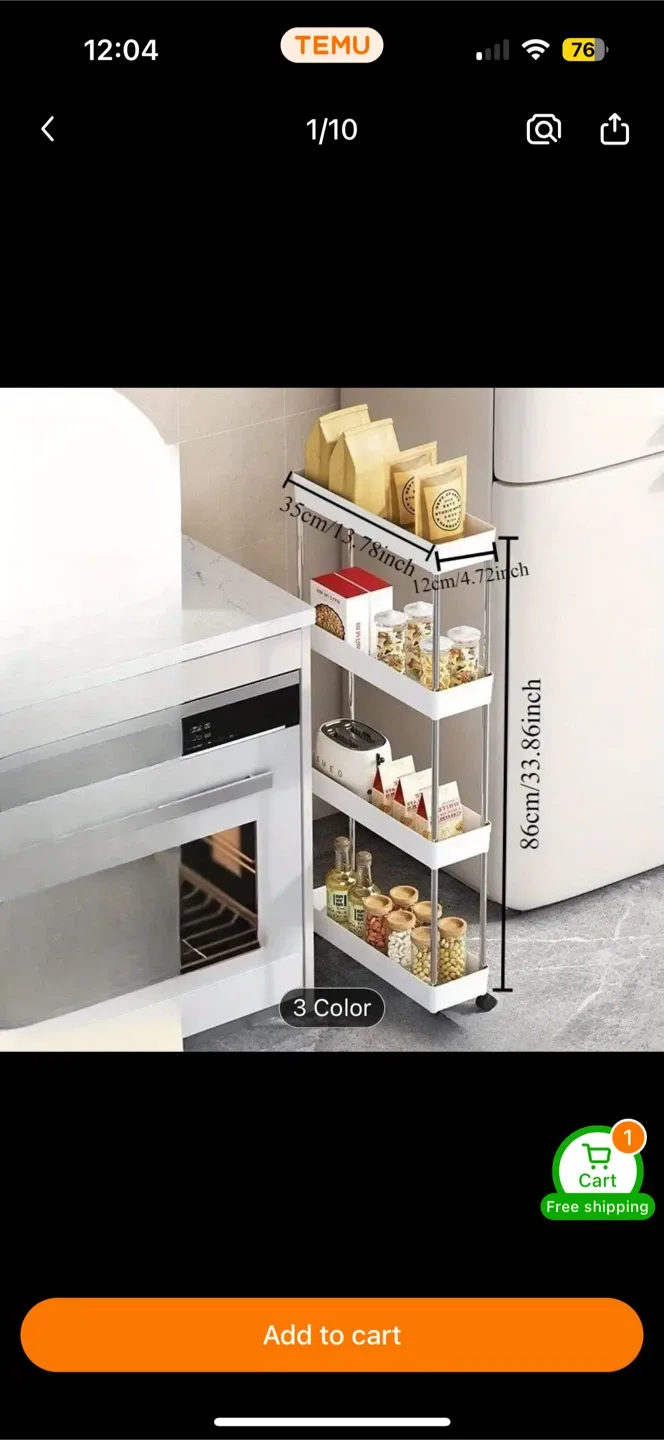 Slim Rolling Storage Cart - White image indicator(4)