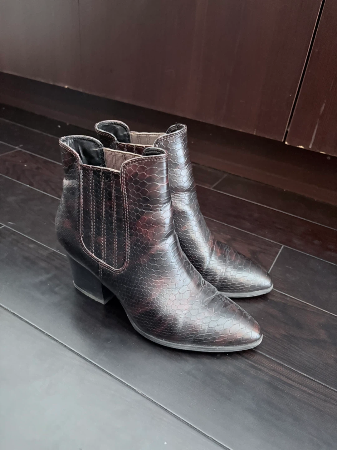 Brown Snakeskin Ankle Boots Size 8