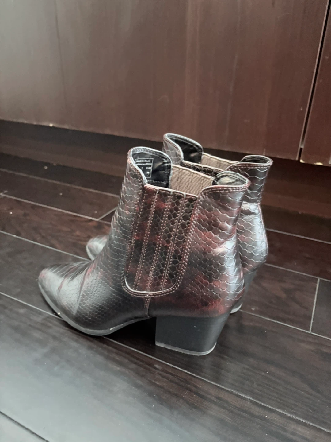 Brown Snakeskin Ankle Boots Size 8 - photo 2