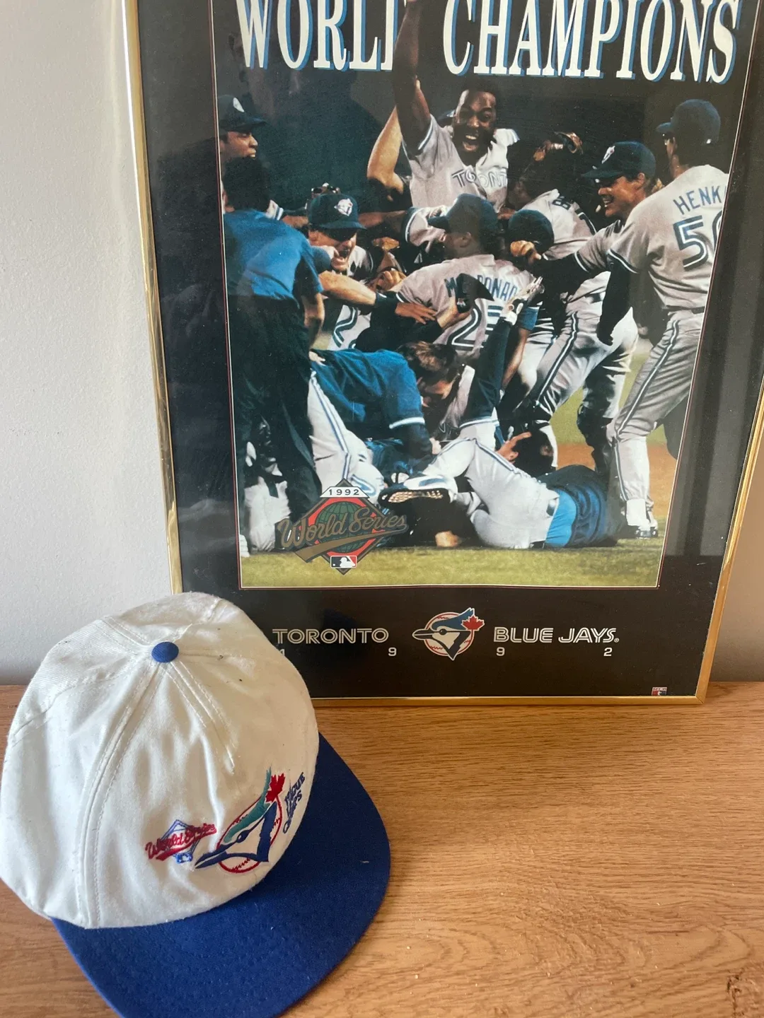 Toronto Blue Jays 1992 World Series Framed Poster & Hat image indicator(2)