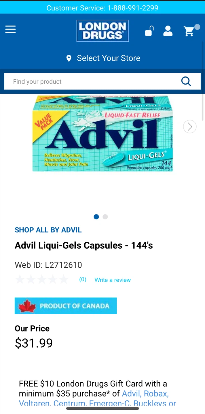 Advil Liqui-Gels Capsules - 144's