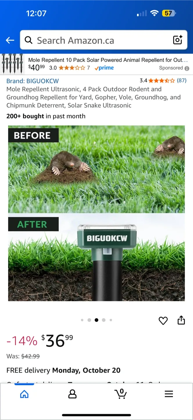 BIGUOKCW Mole Repellent - 4 Pack Outdoor Rodent & Groundhog image indicator(2)
