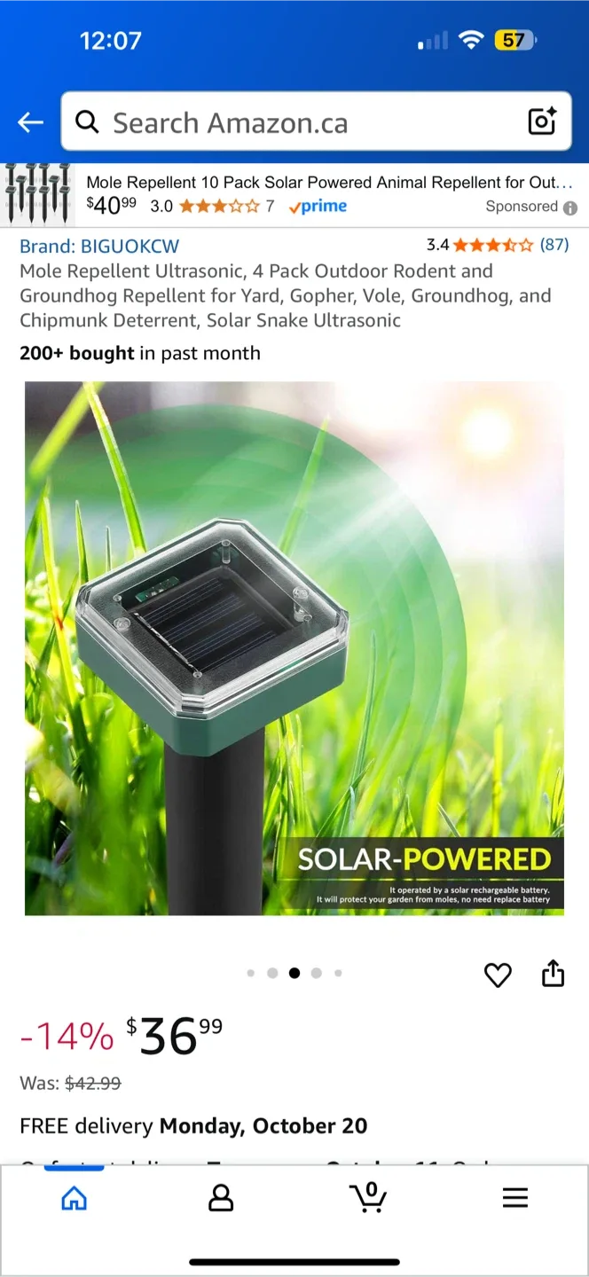 BIGUOKCW Mole Repellent - 4 Pack Outdoor Rodent & Groundhog image indicator(3)