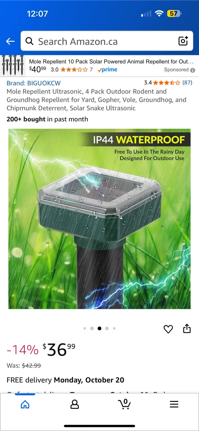 BIGUOKCW Mole Repellent - 4 Pack Outdoor Rodent & Groundhog image indicator(4)