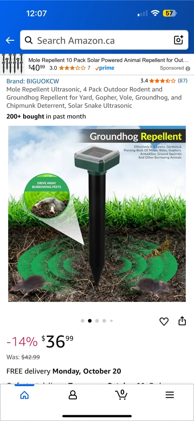 BIGUOKCW Mole Repellent - 4 Pack Outdoor Rodent & Groundhog image indicator(5)
