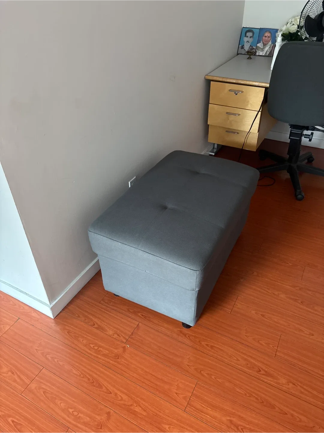 Grey sofa cum bed  with  storage Ottoman image indicator(2)