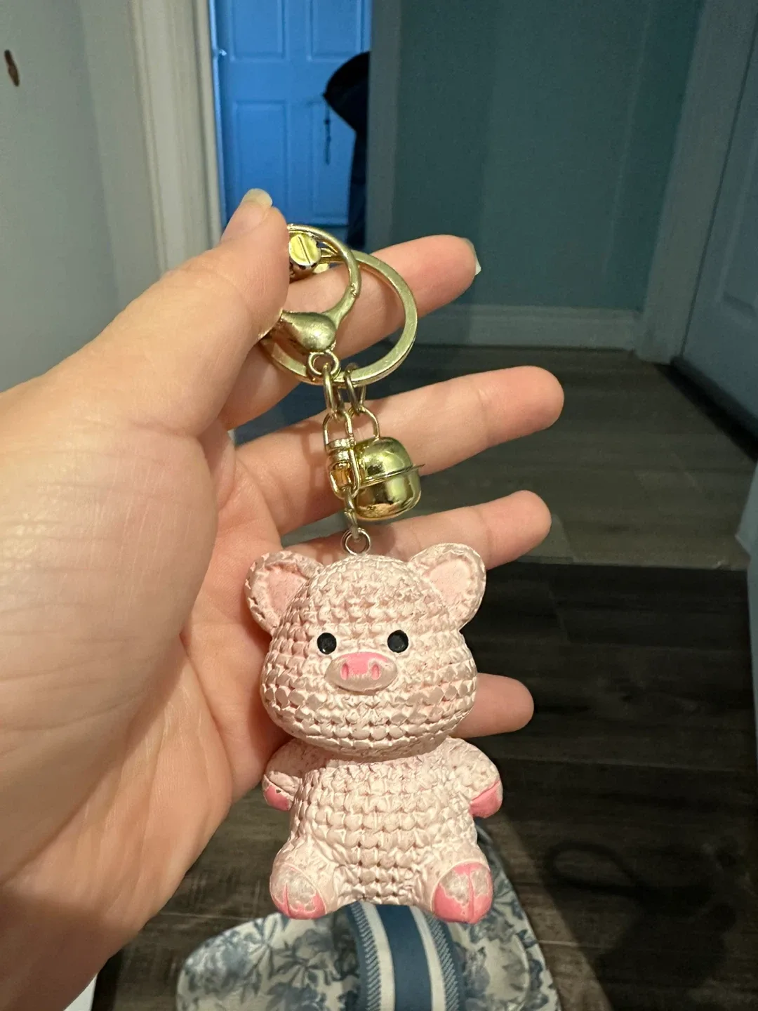 Pink Pig Keychain with Bell thumbnail
