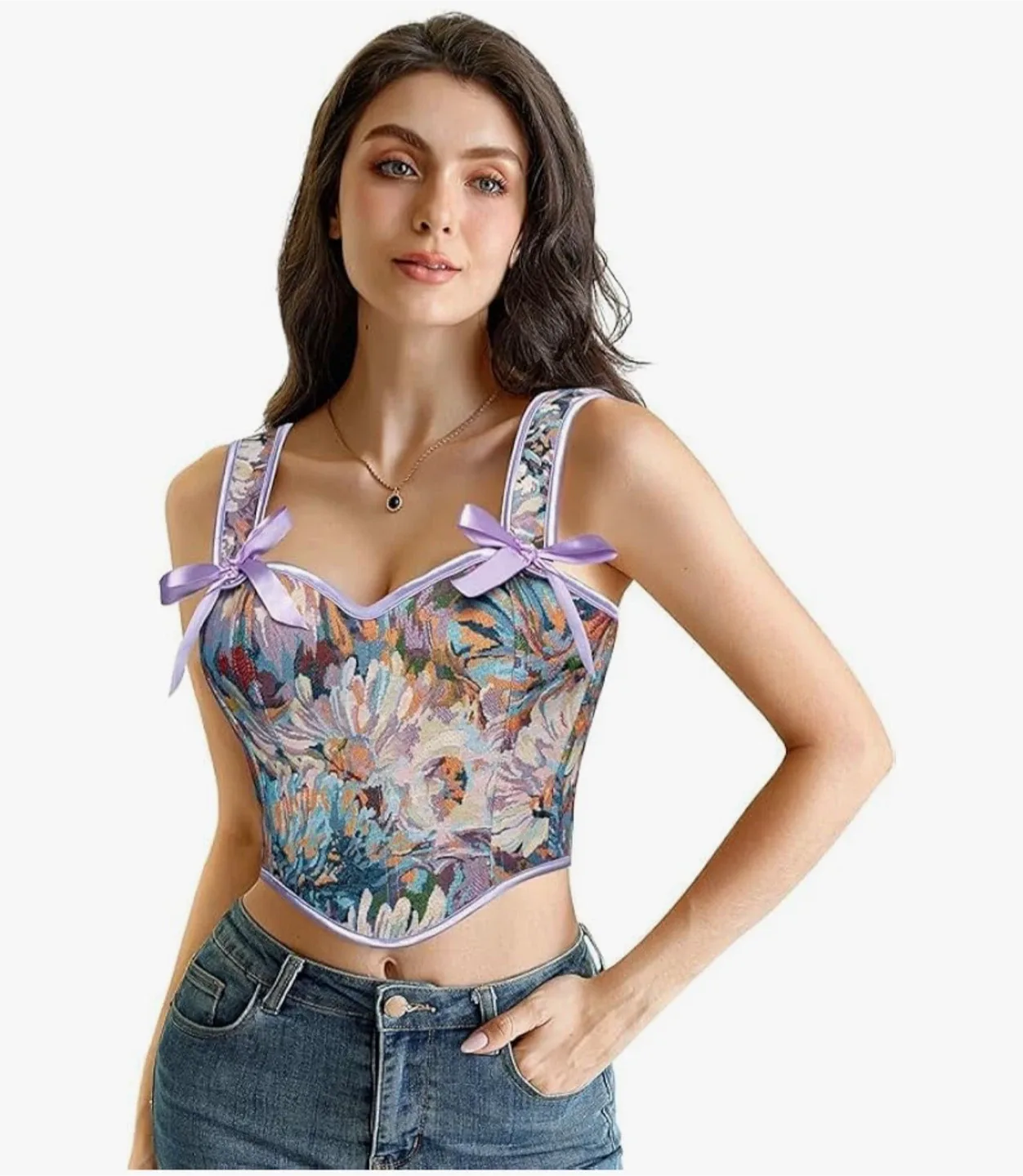 Scarlet Darkness Floral Corset Top - Size US 14 thumbnail