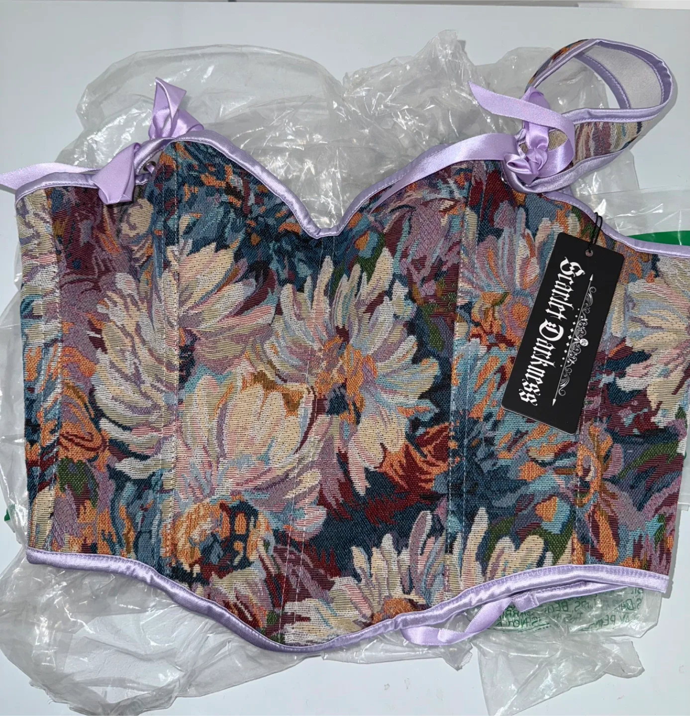 Scarlet Darkness Floral Corset Top - Size US 14 image indicator(4)