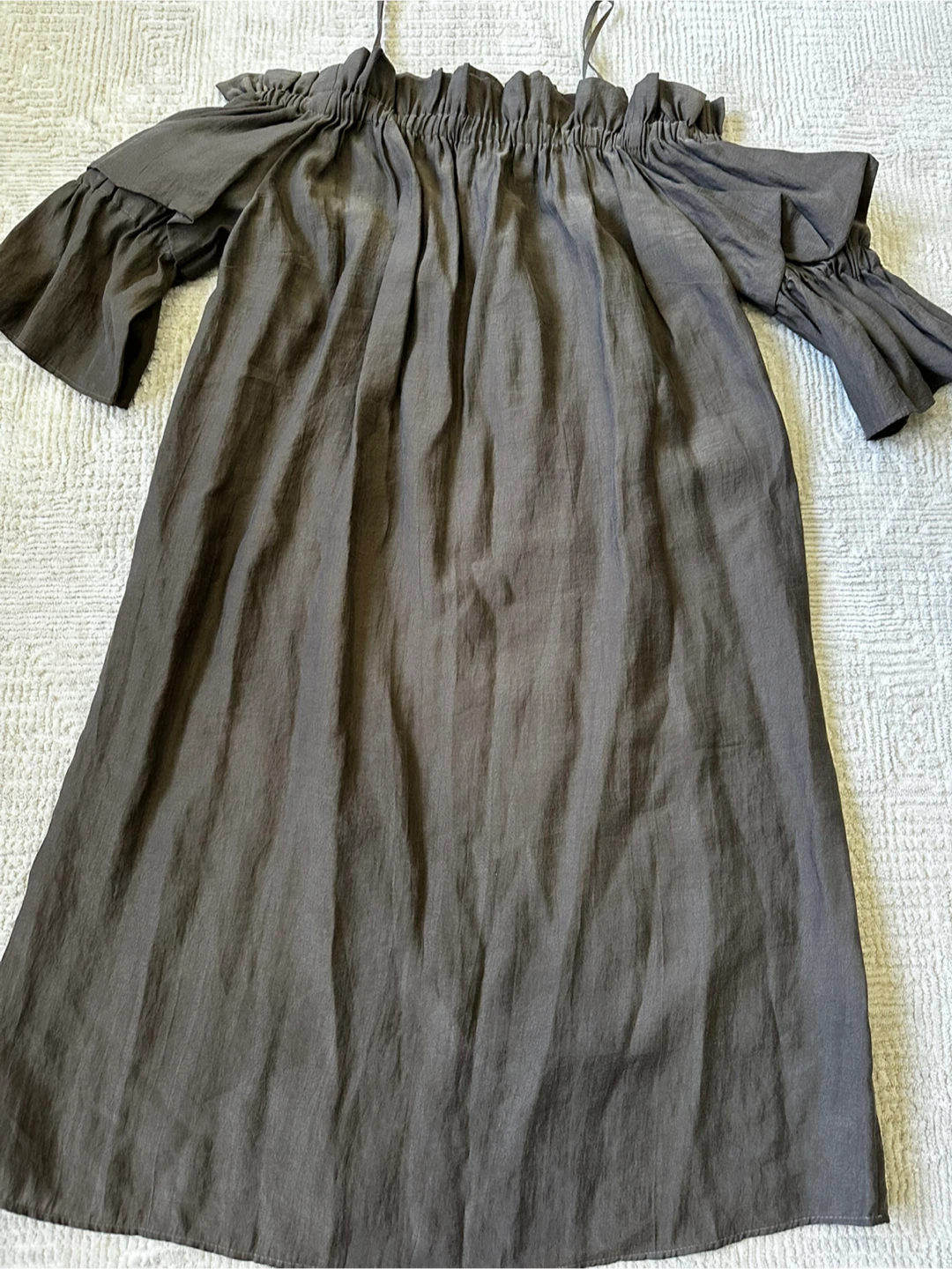 Mark and Spencer Off-the-Shoulder Khaki Dress