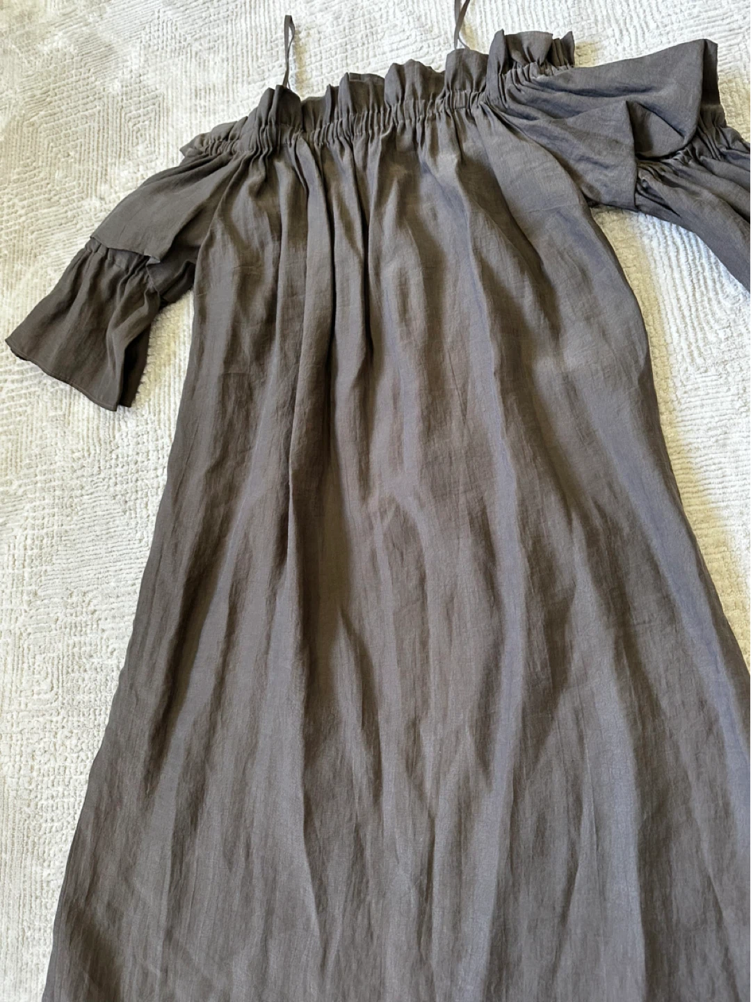 Mark and Spencer Off-the-Shoulder Khaki Dress - photo 2