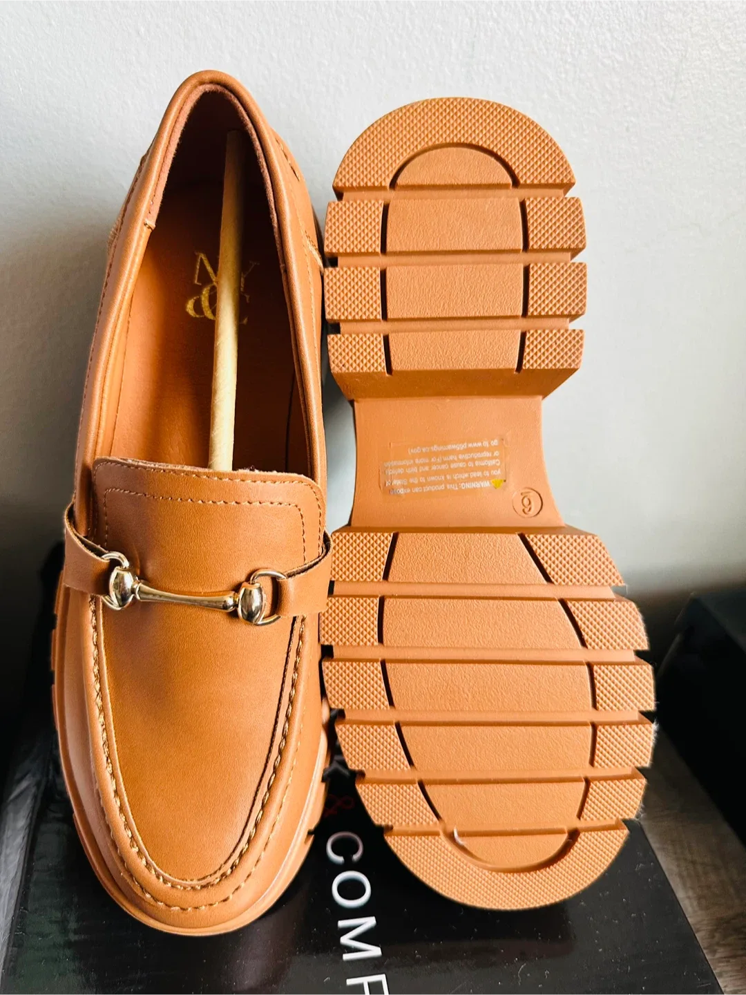 NY&C Seraphina Loafer Cognac Size 6-New thumbnail
