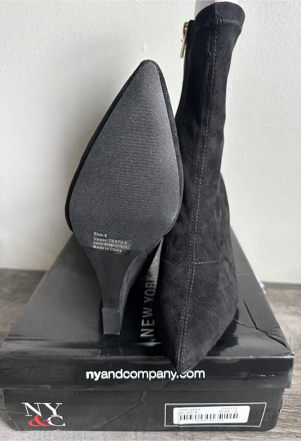 NY&C Odette Black Wedge Booties - Size 6-New thumbnail