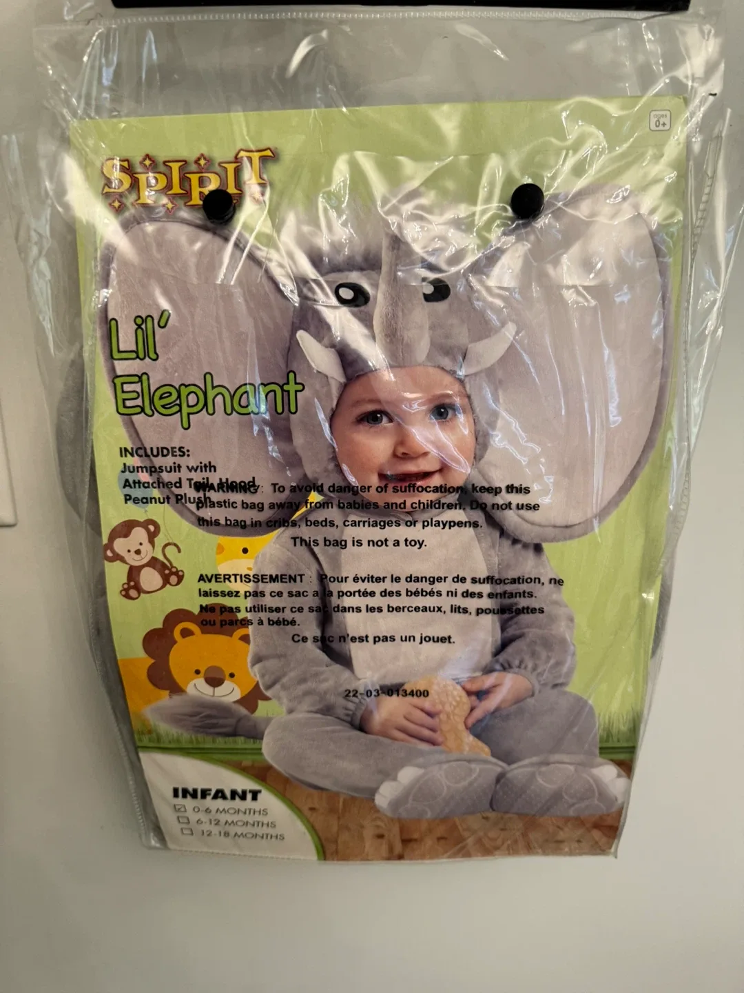 Spirit Halloween Lil' Elephant Infant Costume (0-6 Months) thumbnail