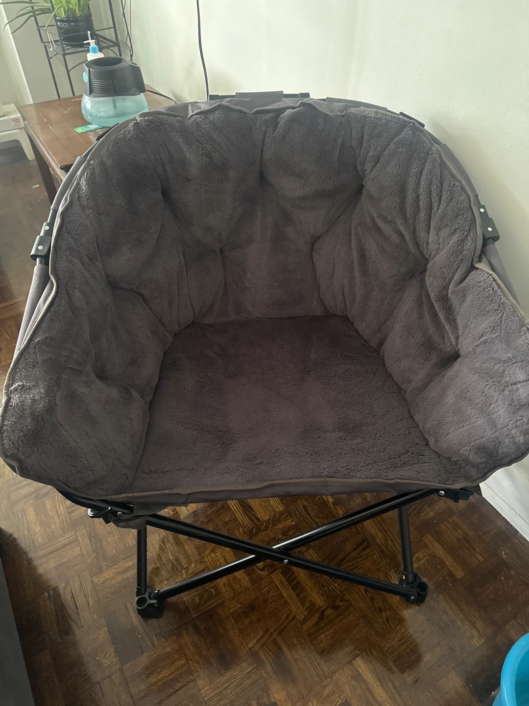 Grey Oversized Padded Moon Chair