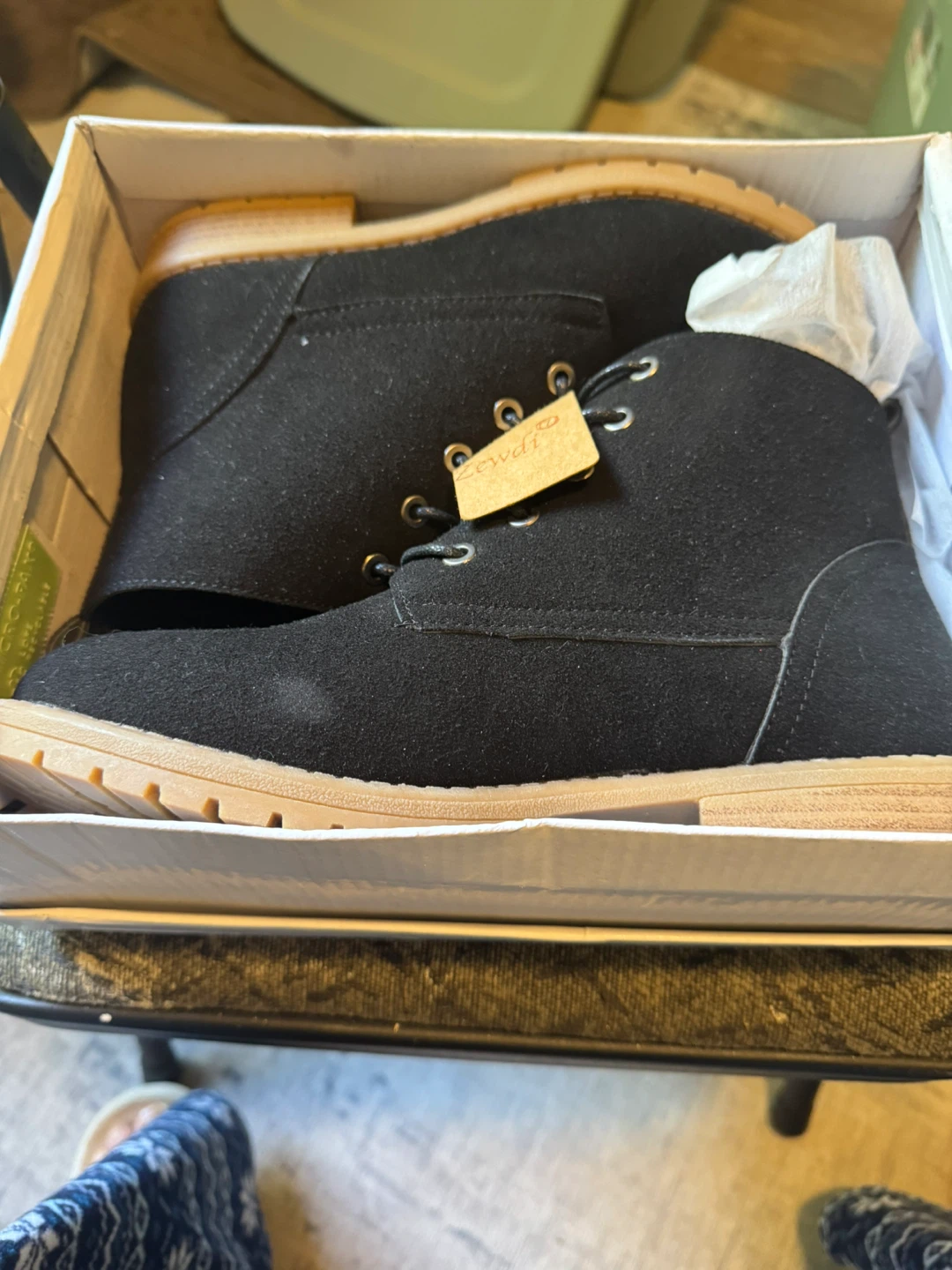 Wolfe Black Suede Boots - Size 8