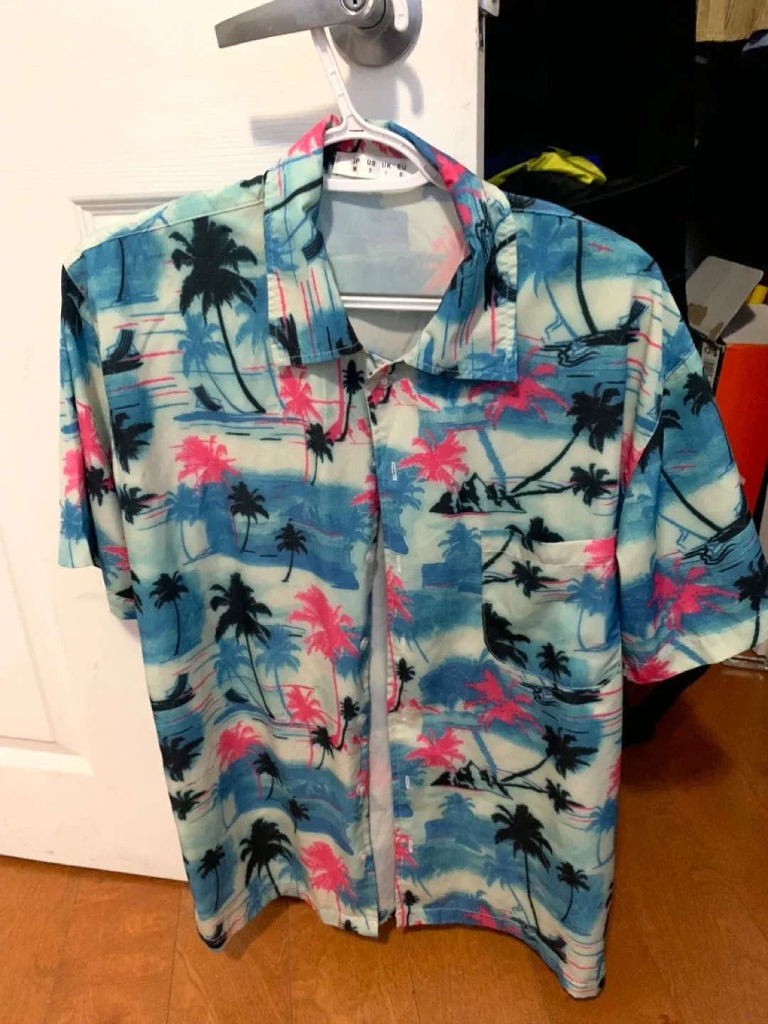 Tropical Print Button-up  t-Shirt S men thumbnail