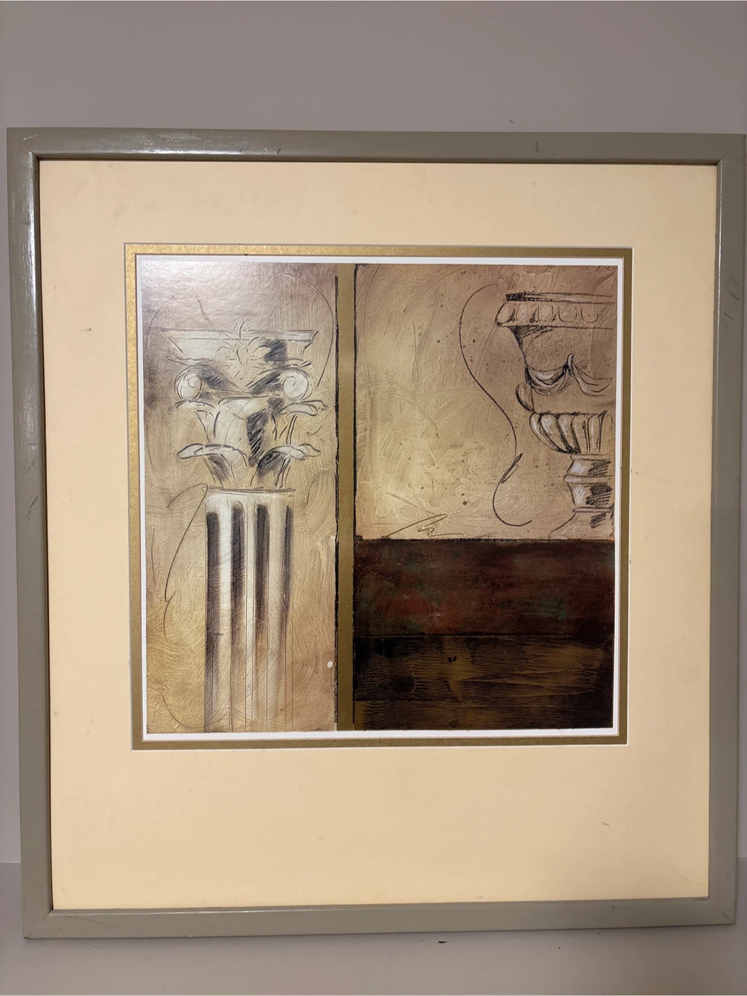 Framed Wall Art - Column & Vase Design