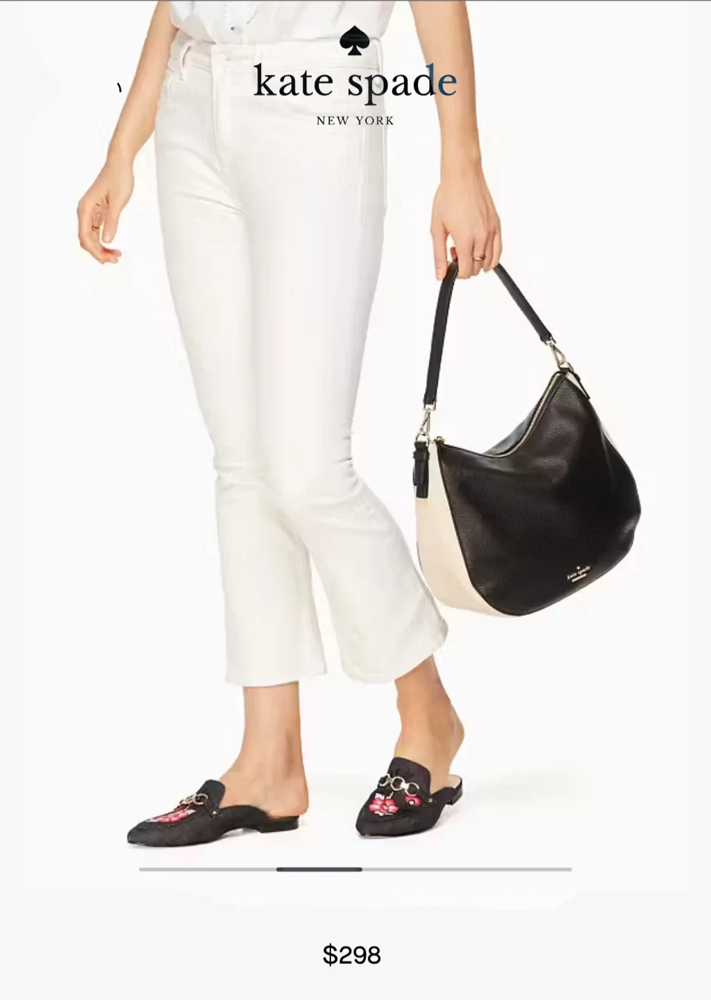 Kate Spade Black & Beige Leather Shoulder Bag image indicator(2)