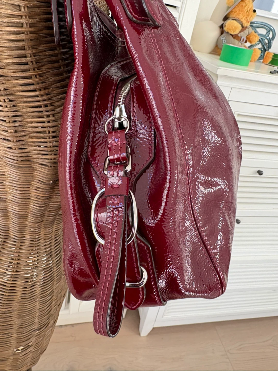 COACH MIA F1073-15734 Blood Red Patent Leather Shoulder Bag - photo 4