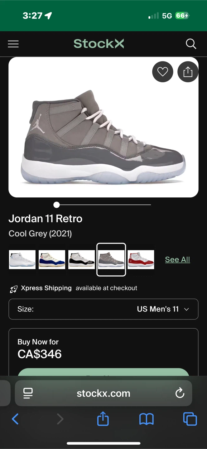 Air Jordan 11 Retro Cool Grey - Size 11