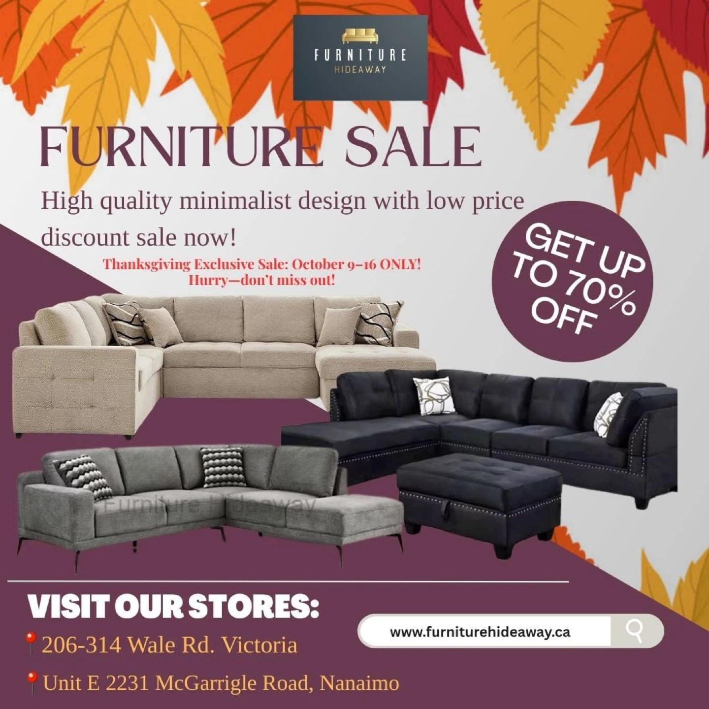 🛋️ Thanksgiving Furniture Sale!  Up to 70% OFF!